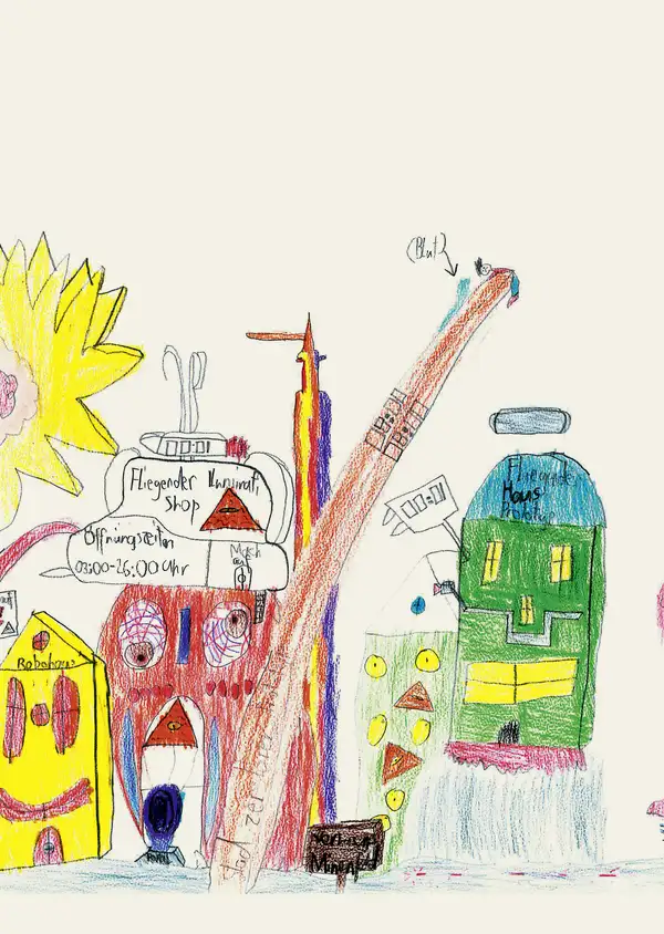 Kinder zeichnen ihre Stadt der Zukunft